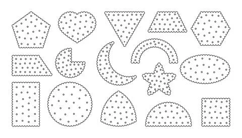 Black line biscuit snack cracker icon set vector Stock Illustration