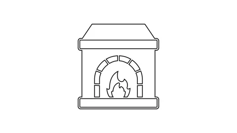 Black line Blacksmith oven icon isolated on white background. 4K Video motion Stock Footage 167514699