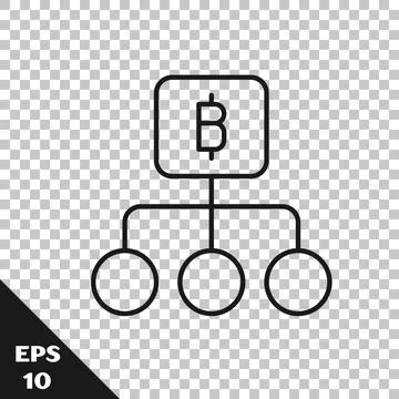 Black line Blockchain technology Bitcoin icon isolated on transparent background Stockillustratie