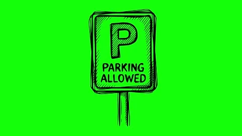 Black line boil effect icon parking Stock Footage 340033190