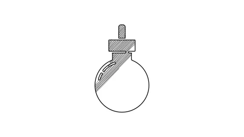 Black line Bomb ready to explode icon isolated on white background. Happy Stock Footage 201467447