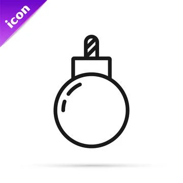 Black line Bomb ready to explode icon isolated on white background. Vector Stock Illustration