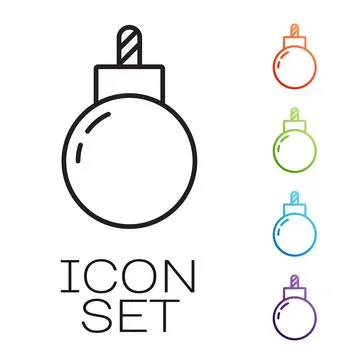 Black line Bomb ready to explode icon isolated on white background. Set icons Stock Illustration