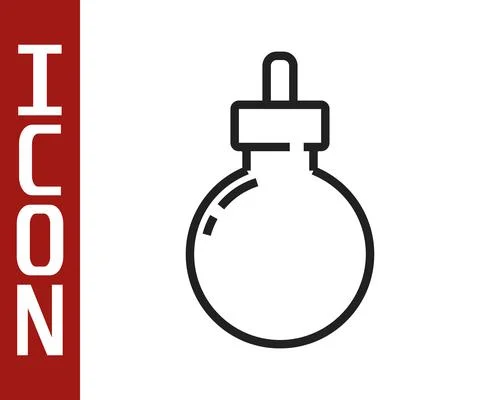 Black line Bomb ready to explode icon isolated on white background. Happy Stock Illustration