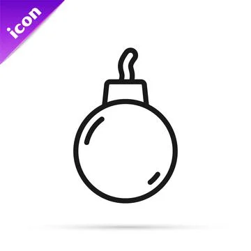 Black line Bomb ready to explode icon isolated on white background. Vector Illustrazione stock