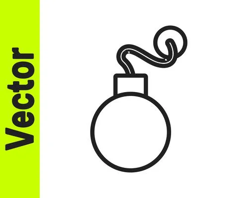 Black line Bomb ready to explode icon isolated on white background. Vector イラスト素材