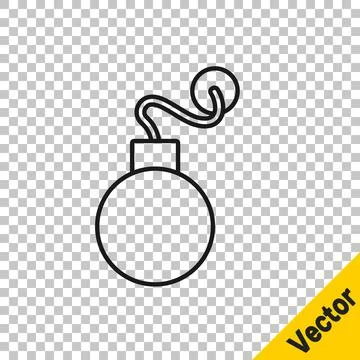 Black line Bomb ready to explode icon isolated on transparent background. Vector イラスト素材
