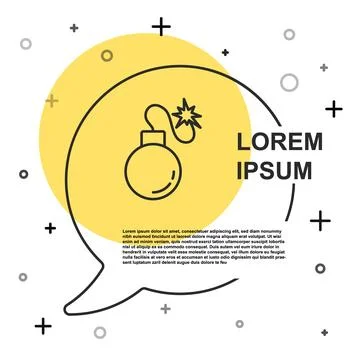 Black line Bomb ready to explode icon isolated on white background. Random Stock Illustration