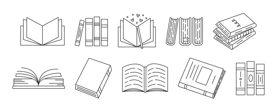 Black line book set Stock Illustration
