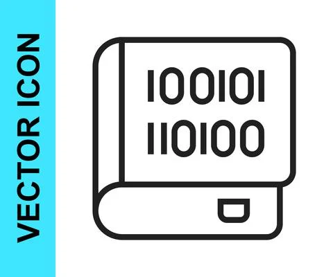 Black line Books about programming icon isolated on white background Illustrazione stock