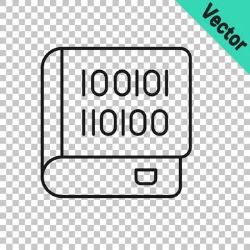Black line Books about programming icon isolated on transparent background Stock Illustration