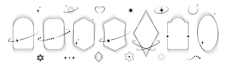 Black line border frames Illustrazione stock