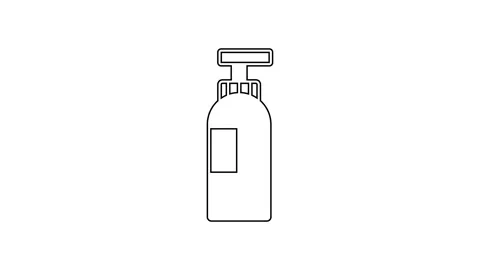 Black line Bottle of shampoo icon isolated on white background. 4K Video motion Stock Footage 167512121