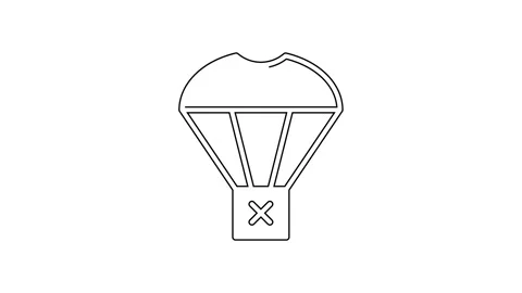 Black line Box flying on parachute icon isolated on white background. Parcel Vídeos de archivo 140684476