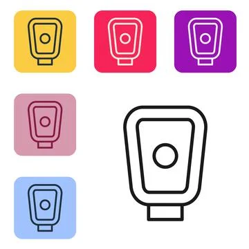 Black line Boxing training paws icon isolated on white background. Set icons in 스톡 일러스트