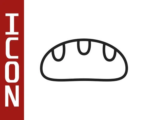 Black line Bread loaf icon isolated on white background. Vector Stock Illustration