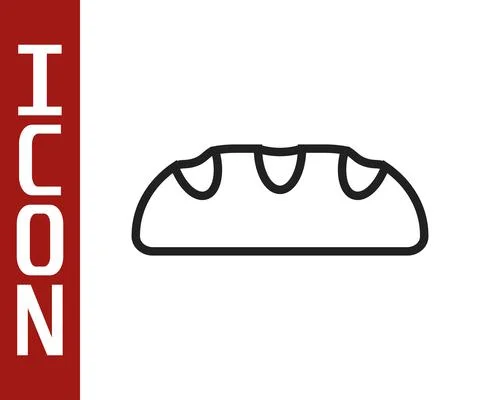 Black line Bread loaf icon isolated on white background. Vector Stockillustratie