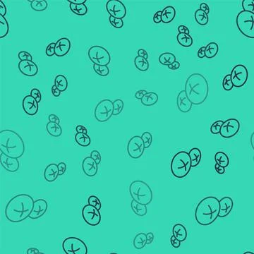 Black line Bread loaf icon isolated seamless pattern on green background.  Ve Illustrazione stock