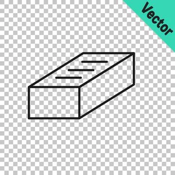 Black line Brick icon isolated on transparent background.  Vector Stock Illustration