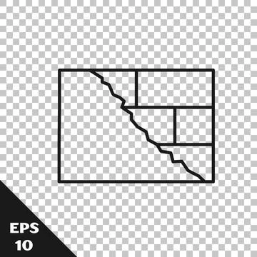 Black line Bricks icon isolated on transparent background. Vector Stock Illustration