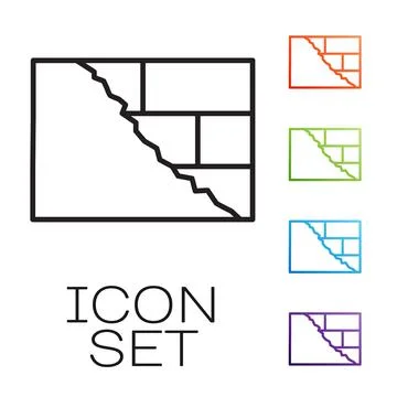 Black line Bricks icon isolated on white background. Set icons colorful. Vector Stock Illustration