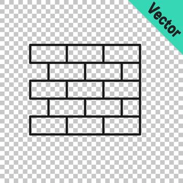 Black line Bricks icon isolated on transparent background. Vector Stock Illustration