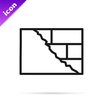 Black line Bricks icon isolated on white background. Vector Stock Illustration