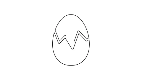 Black line Broken egg icon isolated on white background. Happy Easter. 4K Video 動画素材 159341859