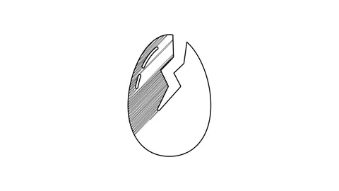 Black line Broken egg icon isolated on white background. Happy Easter. 4K Video 動画素材 201452863