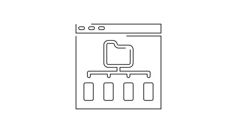 Black line Browser files icon isolated on white background. 4K Video motion Stock Footage 138978307