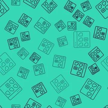 Black line Browser files icon isolated seamless pattern on green background Illustrazione stock