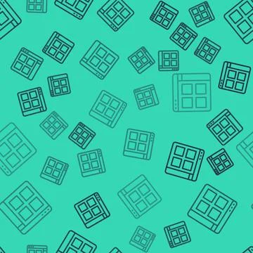Black line Browser files icon isolated seamless pattern on green background Stock Illustration