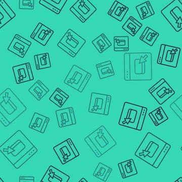 Black line Browser files icon isolated seamless pattern on green background.. Illustrazione stock