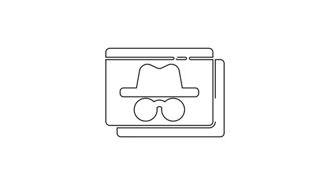 Black line Browser incognito window icon isolated on white background. 4K Video Stock Footage 138975164