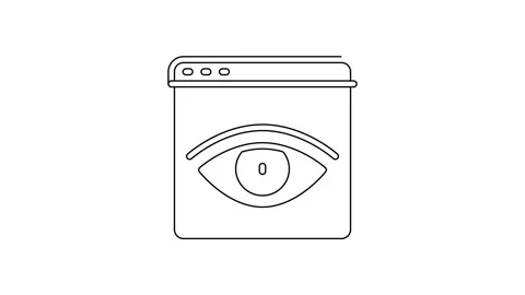 Black line Browser incognito window icon isolated on white background. 4K Video Stock Footage 159344200