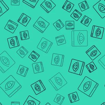 Black line Browser incognito window icon isolated seamless pattern on green.. Stock Illustration