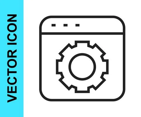 Black line Browser setting icon isolated on white background. Adjusting, service Illustration
