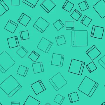 Black line Browser window icon isolated seamless pattern on green background Illustrazione stock