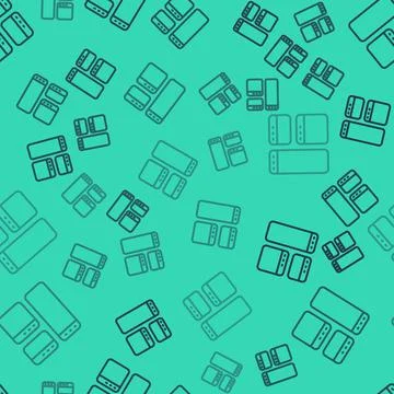 Black line Browser window icon isolated seamless pattern on green background Illustrazione stock