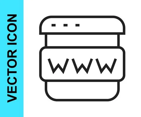 Black line Browser window icon isolated on white background. Vector Stock Illustration