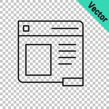 Black line Browser window icon isolated on transparent background. Vector イラスト素材