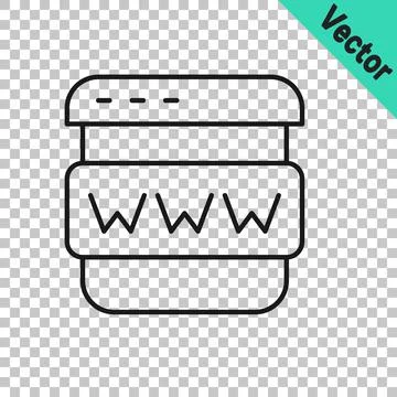 Black line Browser window icon isolated on transparent background. Vector Stockillustratie