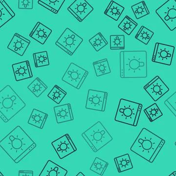 Black line Browser window icon isolated seamless pattern on green background Illustrazione stock