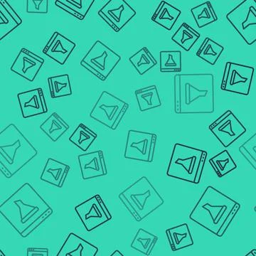Black line Browser window icon isolated seamless pattern on green background Stock Illustration