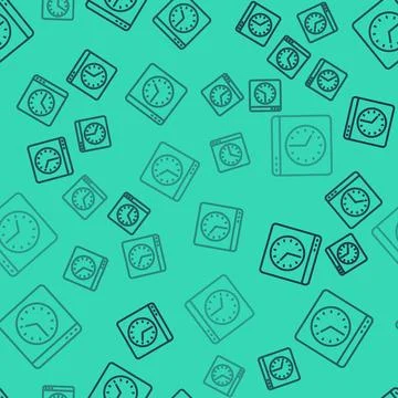 Black line Browser window icon isolated seamless pattern on green backgroun.. Stock Illustration