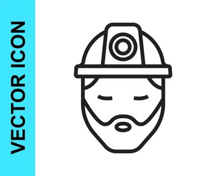 Black line Builder icon isolated on white background. Construction worker Stock Illustration