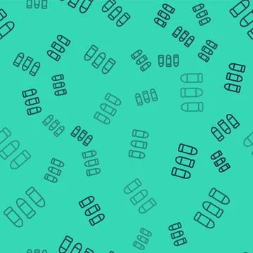 Black line Bullet icon isolated seamless pattern on green background.  Vector Illustrazione stock