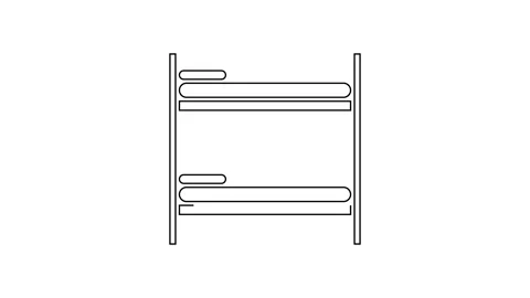 Black line Bunk bed icon isolated on whi... | Stock Video | Pond5