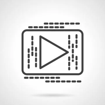 Black line button play vector icon Stock Illustration