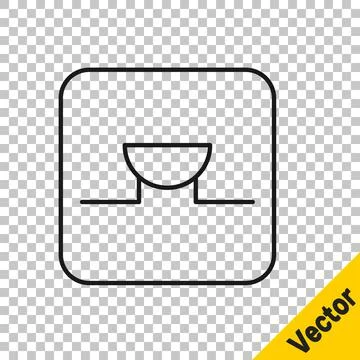 Black line Buzzer in electronic circuit icon isolated on transparent background Stock Illustration